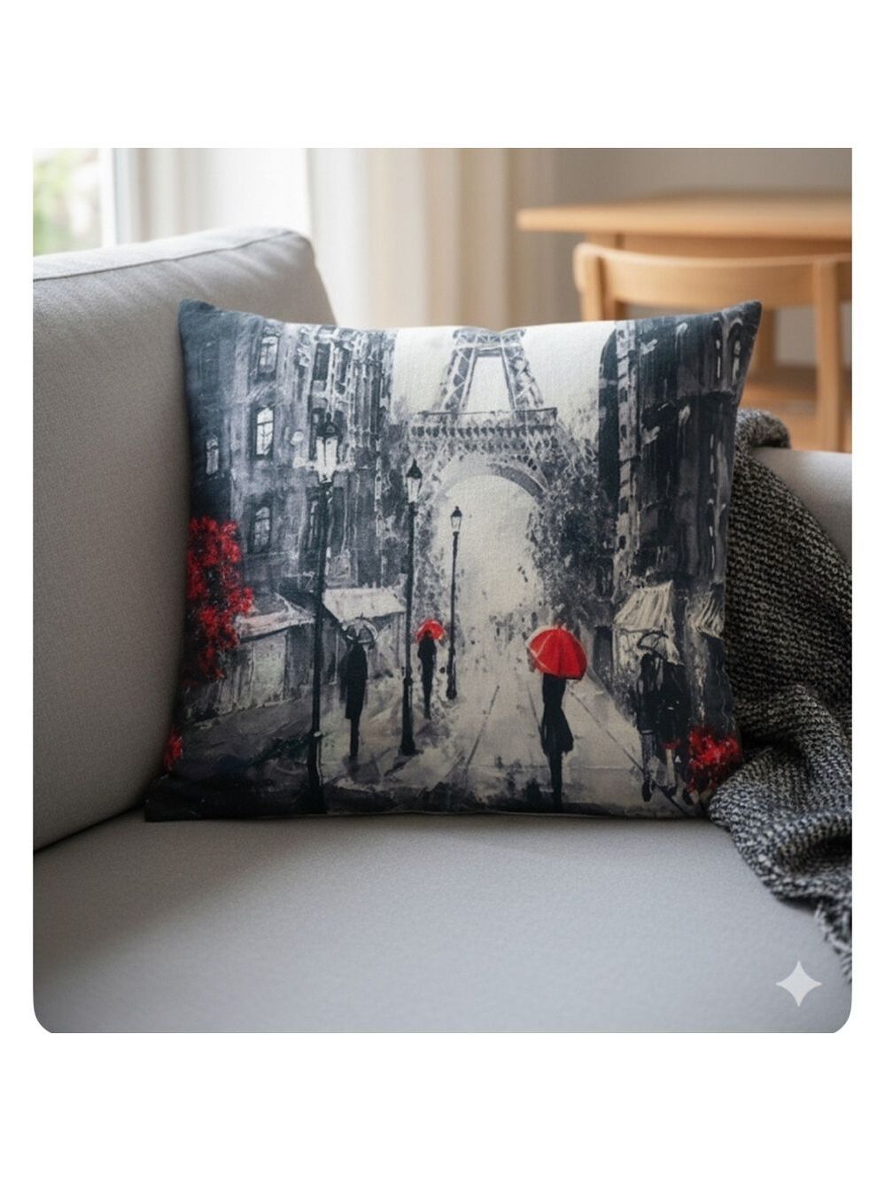 Decorative Linen Paris Street Scene Pillow Cover 23.5 x 23.5